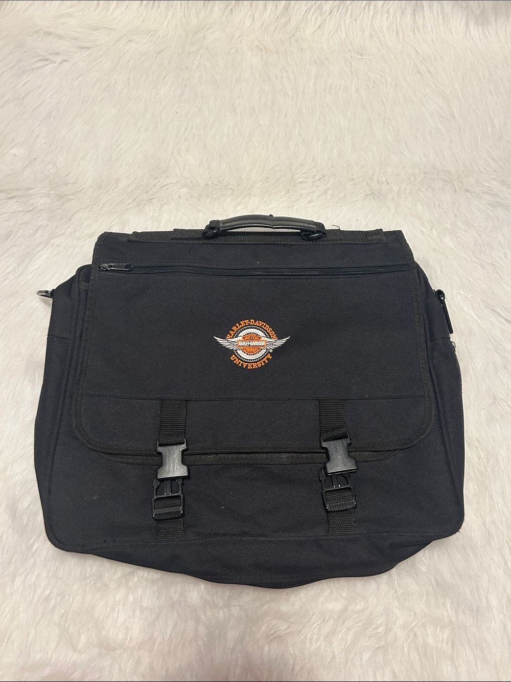 Harley-Davidson Black Canvas Messenger with Orange Logo